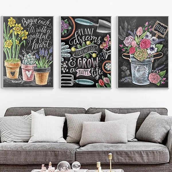 

3pcs diy unframe oil painting by numbers blackboard drawing acrylic paint coloring letter on canvas decor paintings