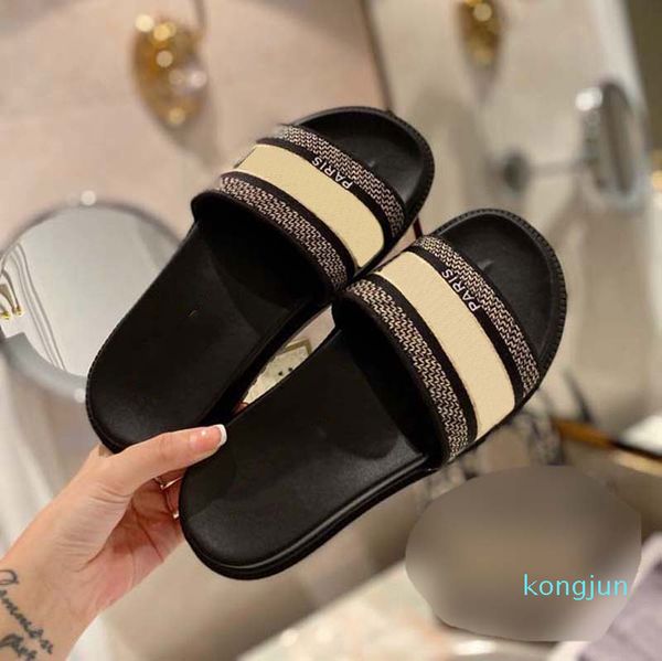 

designer- women slippers fashion sandals summer beach slides thick bottom slipper platform high heel slipper, Black