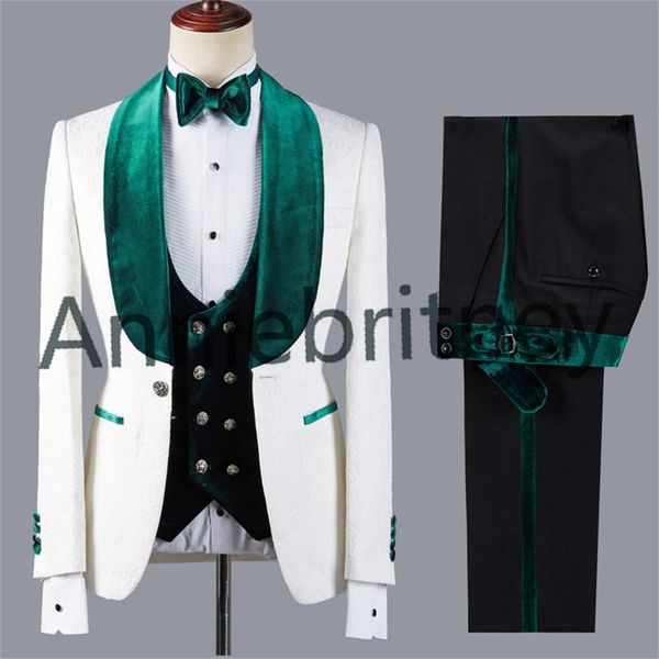 

men's suits & blazers (jacket+pants+vest) winter year party fashion designs cashew jacquard mens 3 piece wedding luxury tuxedo formal m, White;black