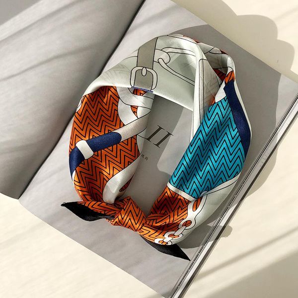 

scarves women 100% silk scarf beach stoles female foulard shawls neck wrap hijabs fashion bandana 53x53cm, Blue;gray