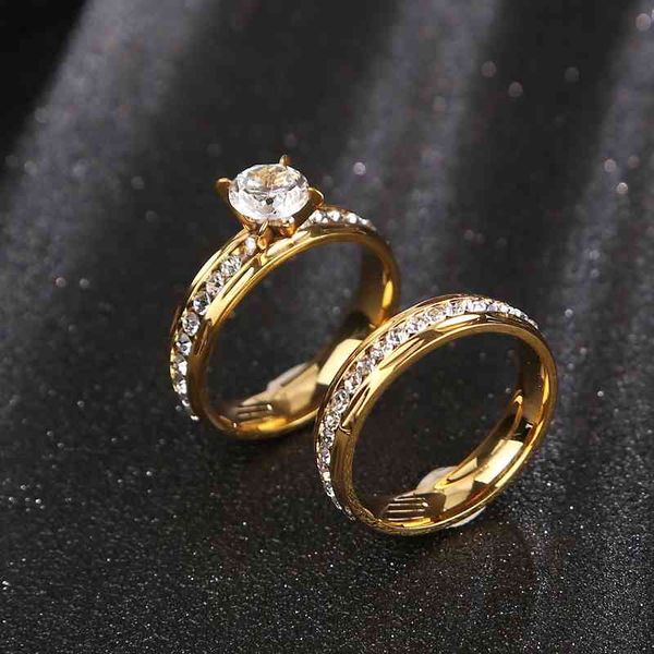 

gold wedding rings stainless steel engagement ring for women with cz, Silver
