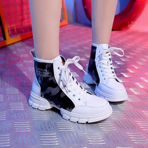 

patchwork thick sole platform ankle boots women shoes woman plus size autumn chunky sneakers winter mix color casual, Black
