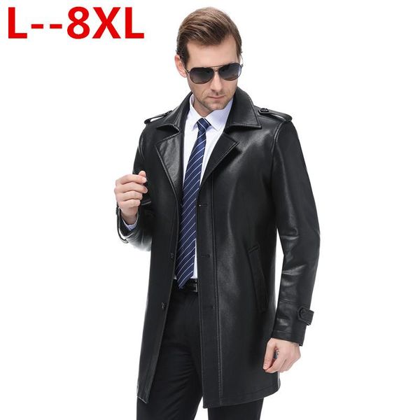 

men's fur & faux 8xl 6xl men genuine leather coats arrival spring sheep skin youth suit collar fashion slim fit jacket, Black