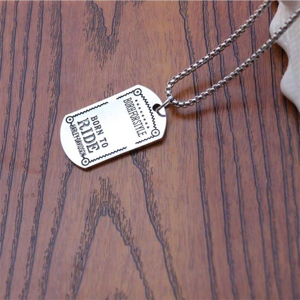 

pendant necklaces wholesale vintage personalized titanium steel men's military license necklace, Silver