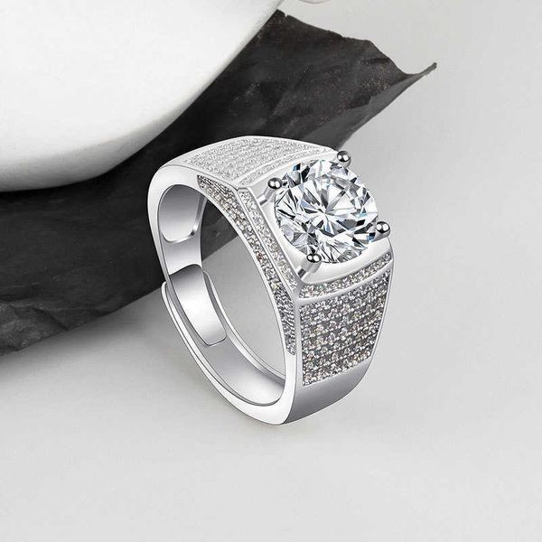 

fashion fashion men's big diamond ring adjustable wedding proposal ring for men, Golden;silver