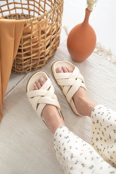 

slippers beige casual leather women, Black