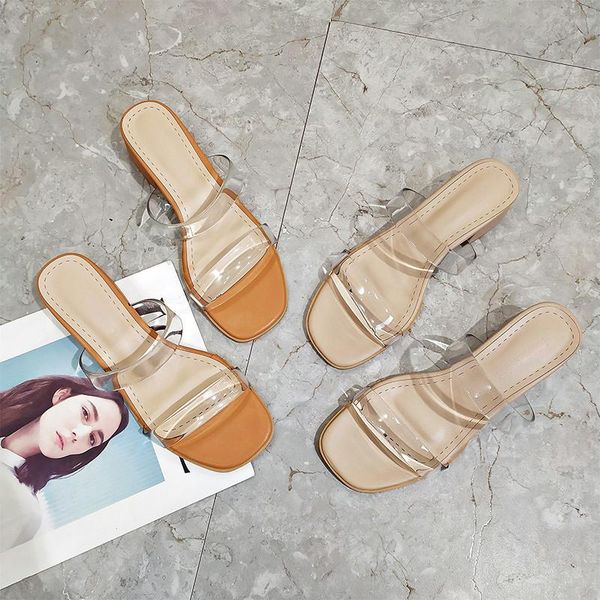 

slippers shoes women slipper woman transparent thick heel breathable beach sandals ladies flip flops summer zapatos mujer 4.6, Black