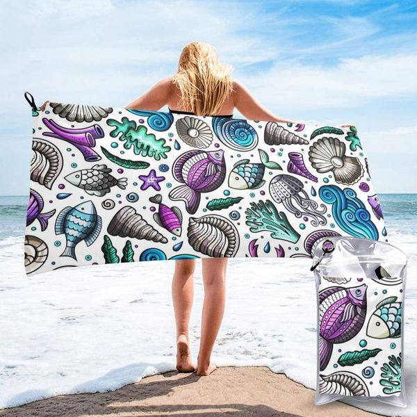 

quick dry beach towel cartoon sea life pattern microfiber bath cushion swimming personalized sand free