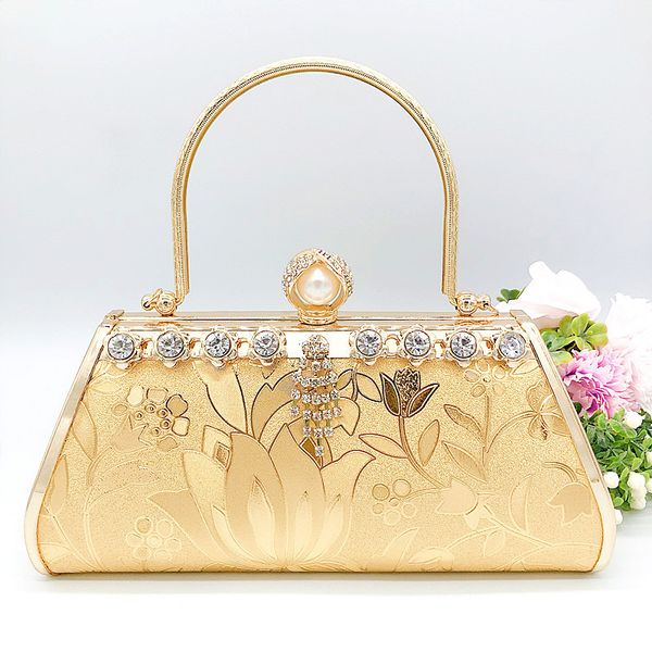 

metal banquet cheongsam pearl buckle women's handbag dinner bag