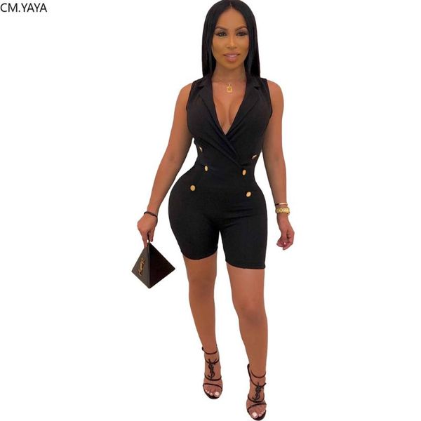 

women's jumpsuits & rompers gl autumn women winter sleeveless jumpsuit v-neck buttons bandage bodycon night club romper party playsuit, Black;white