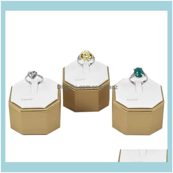 

packaging & jewelrypcs ring display stand jewelry brushed pu octagonal box decoration pography po props white pouches, bags drop delivery 20, Pink;blue