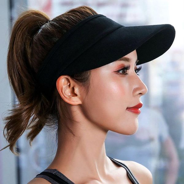 

outdoor sports running hat sun cap wide brim uv protecting summer beach caps b2cshop cycling & masks, Black