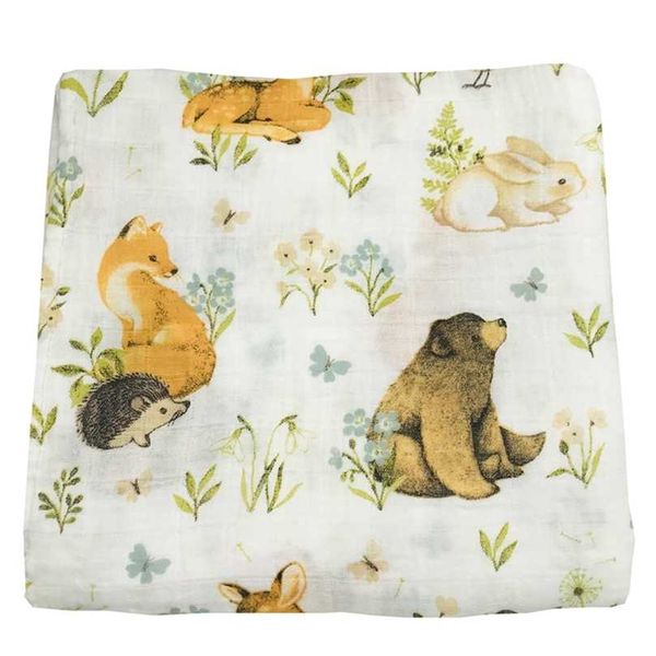 

digital printing bamboo&cotton muslin blanket baby bedding bath towels born babies swaddle wrap receiving for kids 211105