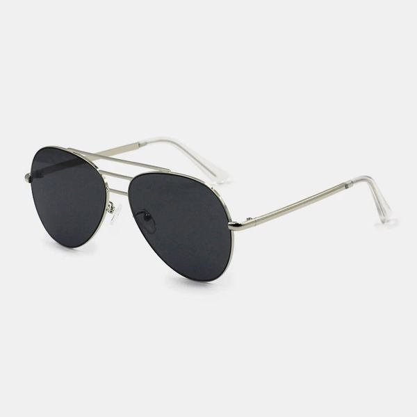 

metal narrow rim full frame fashion casual uv protection sunglasses, Black