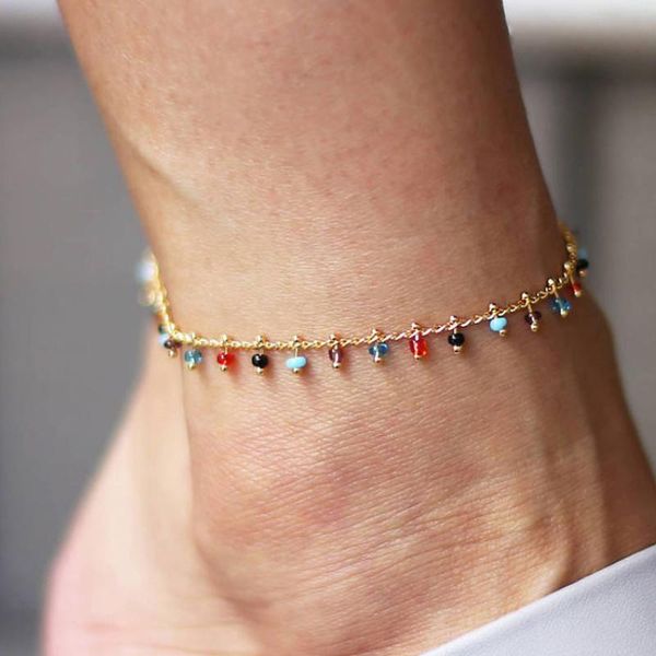 

22cm+5cm fashion jewelry colorful foot drop crystal rhinestone anklet ankle bracelet gift barefoot summer leg for woman girl anklets, Red;blue