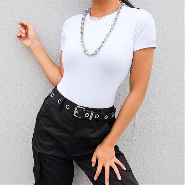 

women rompers casual basic black white bodysuit summer short sleeve woman body cotton bodycon jumpsuit romper ladies