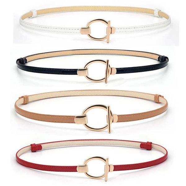 

children belts teenage kids girls accessories leather round buckle fashion abdominal belt skinny dress b7111, Black