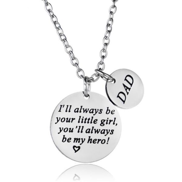 

keychains dad i'll always be your little girl, you will my hero creative father's day gift stainless steel key chains ring, Silver