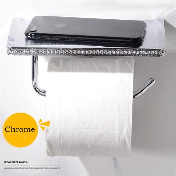 

toilet paper holders czech crystal brass wall mounted tissue roll holder for bathroom accessories phone rack shelf 24k gold chrome black