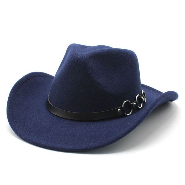 

vintage wool felt western cowboy hat men women autumn winter cowgirl bowler cap jazz toca sombrero cap, Blue;gray