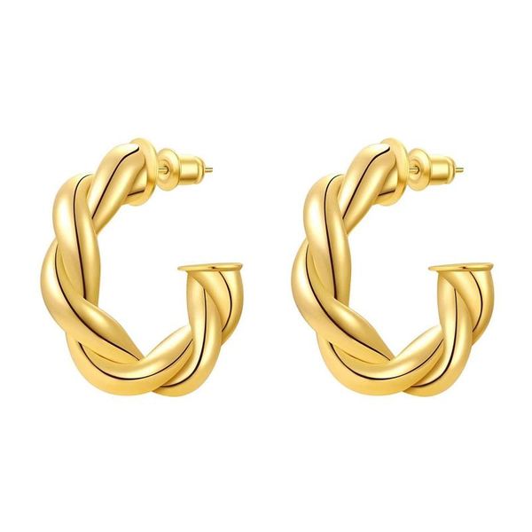 

hoop & huggie chunky gold earrings lightweight twisted hoops for women creative silver color earring fashion jewelry gift, Golden;silver