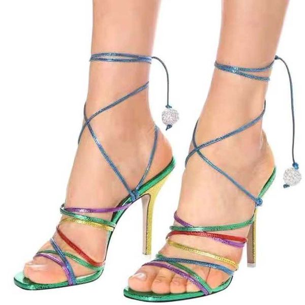 

beauty elegant women summer shoes lace up cross surface band open square toe high thin heels sandals, Black