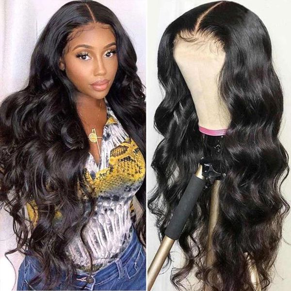 

lace wigs brazilian body wave 13x4 frontal human hair for black women 4x4 closure pre plucked with baby, Black;brown
