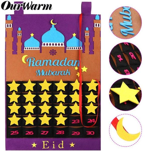 

party decoration ourwarm eid mubarak countdown felt diy ramadan calendar for kids with pocket castle muslim balram decor supplies