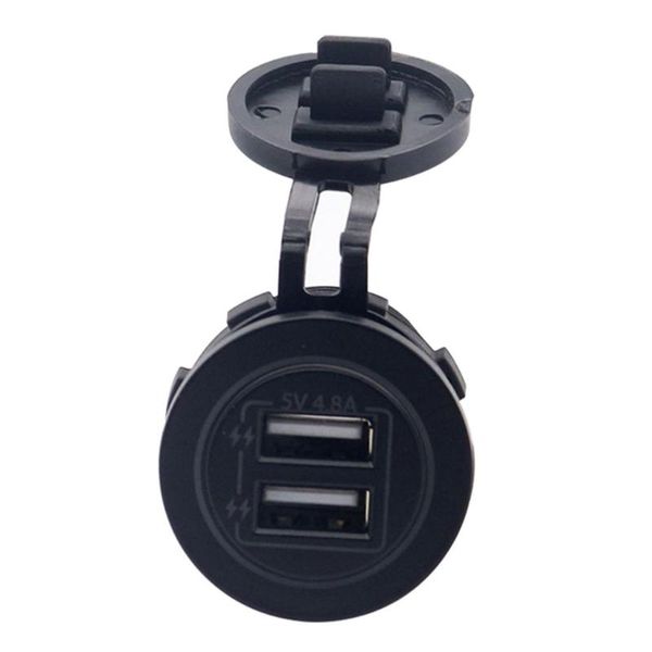 

car organizer dual usb port led fast charger socket power outlet 2.4a truck