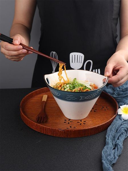 

bowls japanese style hand painted ceramic bowl rice noodle soup household double ear fruit salad