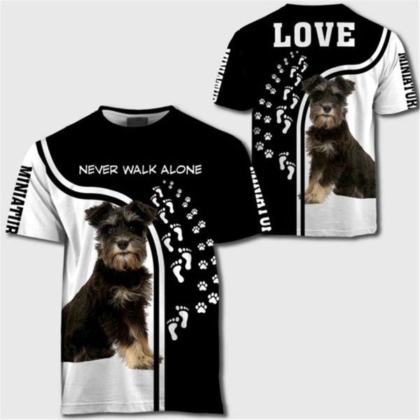 

men's t-shirts miniature schnauzer 3d all over printed men/women design animal dog streetwear tshirt oversized 5xl 6xl boy clothes, White;black