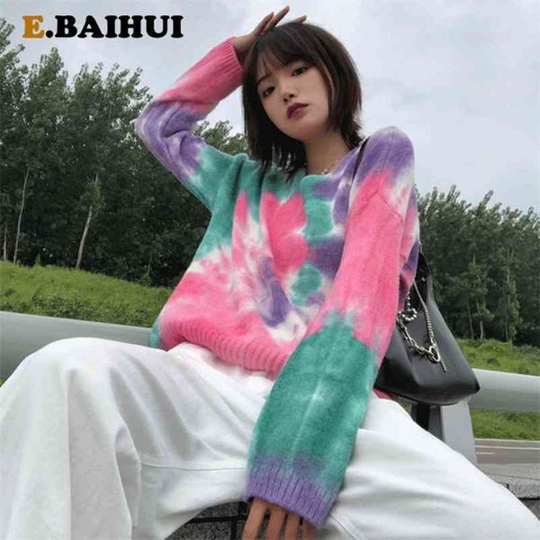 

ebaihui autumn winter sweater women jumpers long sleeve woman pullovers s casual loose knitted 210522, White;black