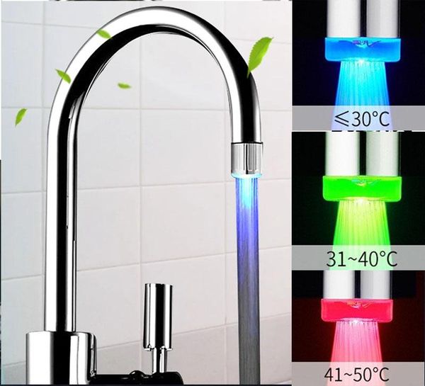 

water faucet accessories temperature sensing glow colorful tap nozzle for bathroom kitchen head light 3 colors 7 faucets