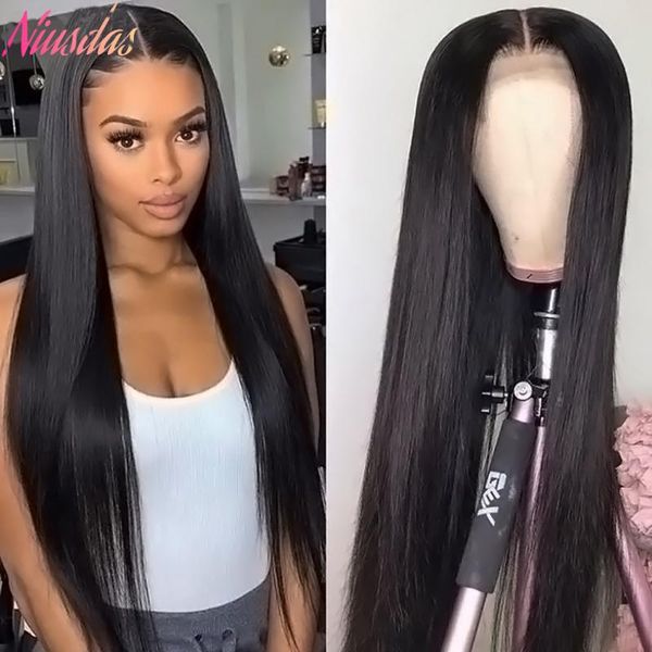

lace wigs 4x4 closure wig straight brazilian human hair for black women pre plucked non-remy 150% density with baby, Black;brown