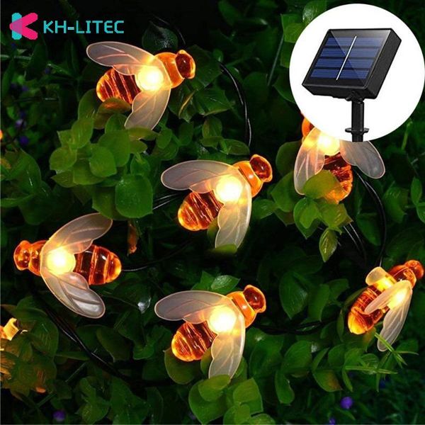 

strings 6.5m solar lights string 30 led honey bee powered fairy for outdoor garden fence summer night light lamp decoration