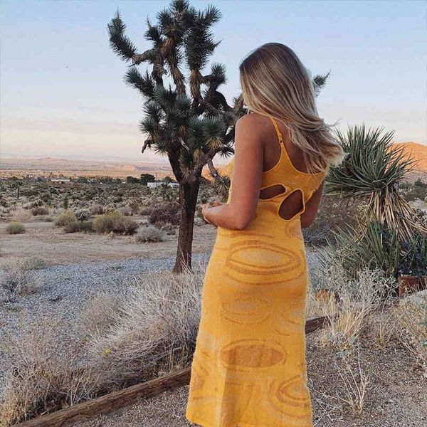 

casual dresses 2021 trendy knit women summer spring tie dye midi comfy female vestidos hollow out back iho8, Black;gray