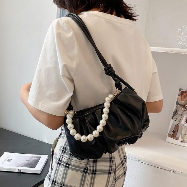 

women totes small pu leather pearl handle handbags fashion purse crossbody bags designer ladies shoulder messenger