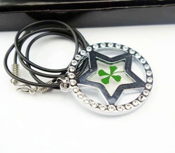 

100 pcs charming round style real shamrock four leaf clover pendant, Silver