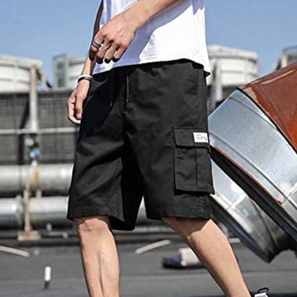 

men's shorts fashion solid colors cargo casual bermuda with pockets cotton loose tactical harajuku military shorts#g3, White;black