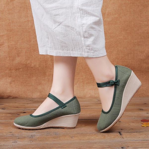

dress shoes beijing cloth female summer wedges mother ethnic platform women, Black