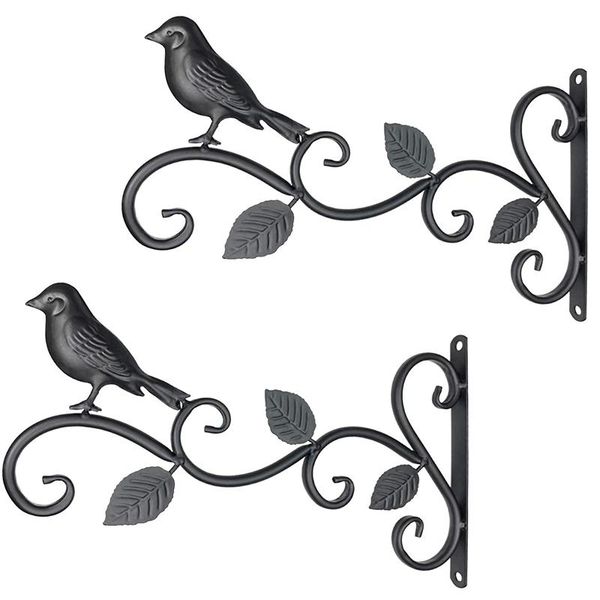 

hooks & rails wall hook hanging plant bracket 2 pack 11.8inch iron bird feeders hanger for flower baskets, feeders,street lights