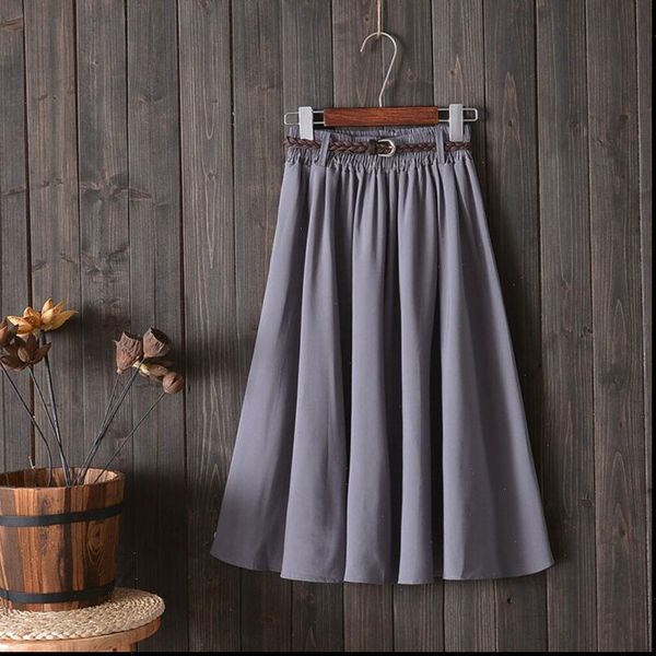 

women skirt elegant spring summer pleated womens vintage high waist solid long skirts fashion metallic female, Black