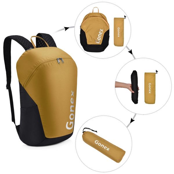 

gonex 32l lightweight backpack foldable packable sport daypack bag for fishing tactical trekking with pouch 210d nylon