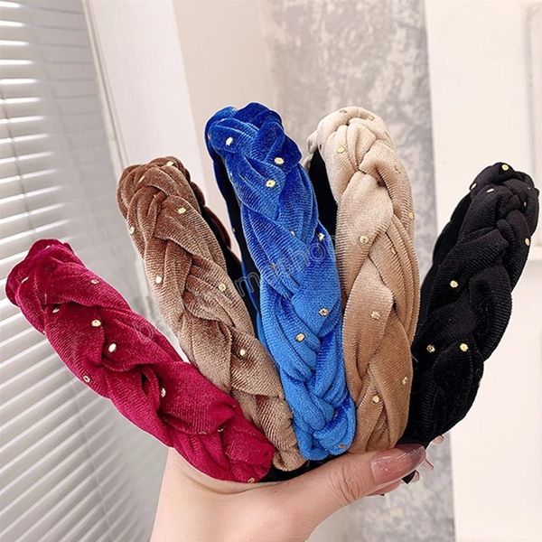 

sweet retro shiny polka dot headband korean style fashion velvet twist gilrls hair hoop women new soft hairband hair accessories, Slivery;white