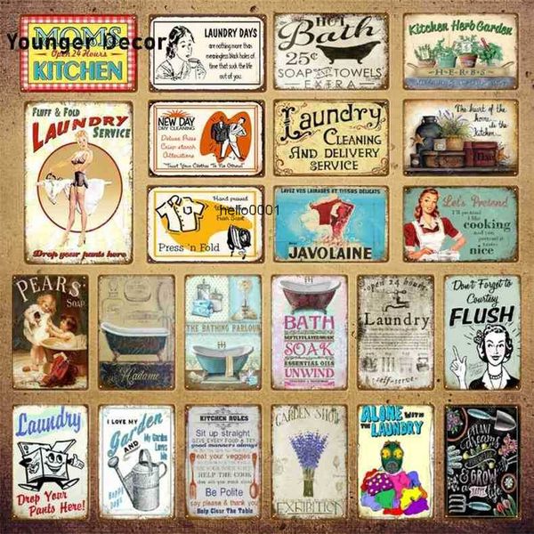 

laundry cleaning metal signs kitchen herb garden poster wall plaque vintage painting plate for shop home bath room decor yi-100