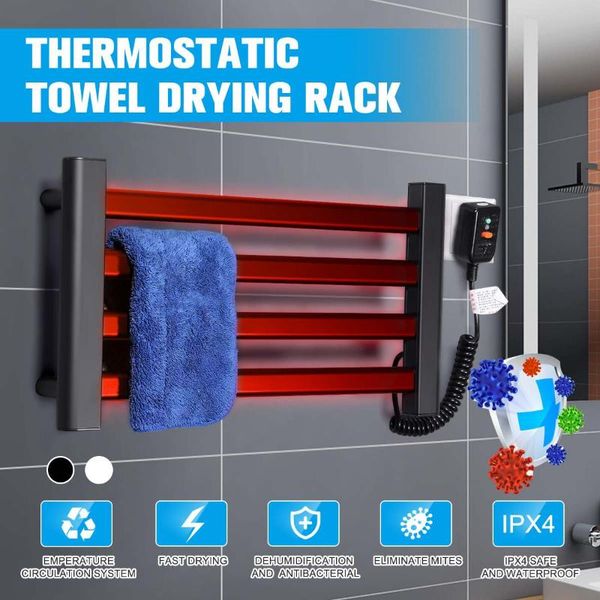

smart home control electronics bathroom fittings electric heated towel rack waterproof carbon steel sterilizing dryer warmer