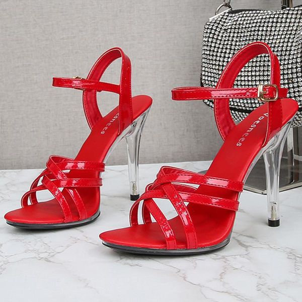 

women shoes nightclub super high transparent sandals large size heels 11cm 35-42, Black