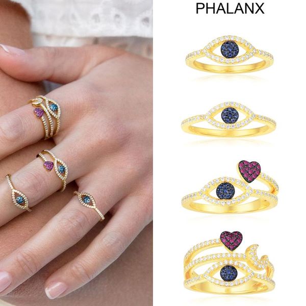 

kakany fashion high-quality 1:1 gold magic eye ring (lucky eyes, heart and moon), ladies jewelry gift cluster rings, Golden;silver
