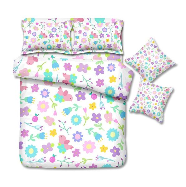 

bedding sets 4/6 piece bed set includes comforter sheet and pillowcases features colorful flowers pattern design decorate room