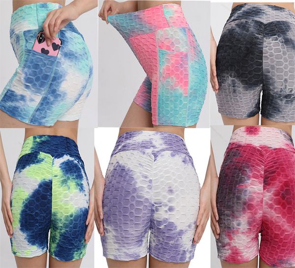 

yoga shorts high waist capris women summer clothes s-2xl jacquard tie dye bubble bell bottoms skinny slim stretch cropped sweatpants workout, White;black